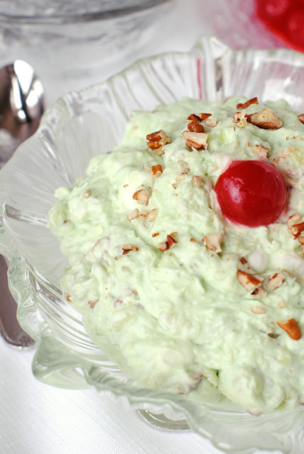 Watergate Salad - This 1970's vintage 'salad', was originally named "Pistachio Pineapple Delight" by the Kraft company. It is totally addicting and seems to me to cross over into the dessert family!