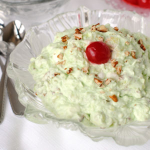 Watergate Salad - This 1970's vintage 'salad', was originally named "Pistachio Pineapple Delight" by the Kraft company. It is totally addicting and seems to me to cross over into the dessert family!