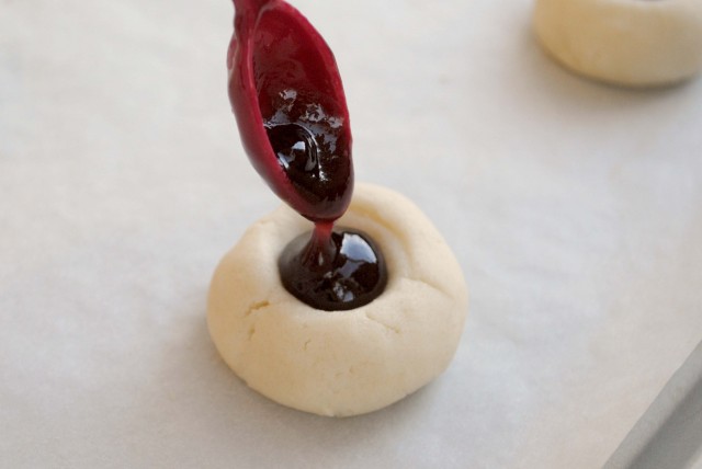 Almond Shortbread Thumbprint Cookies with Raspberry Jam
