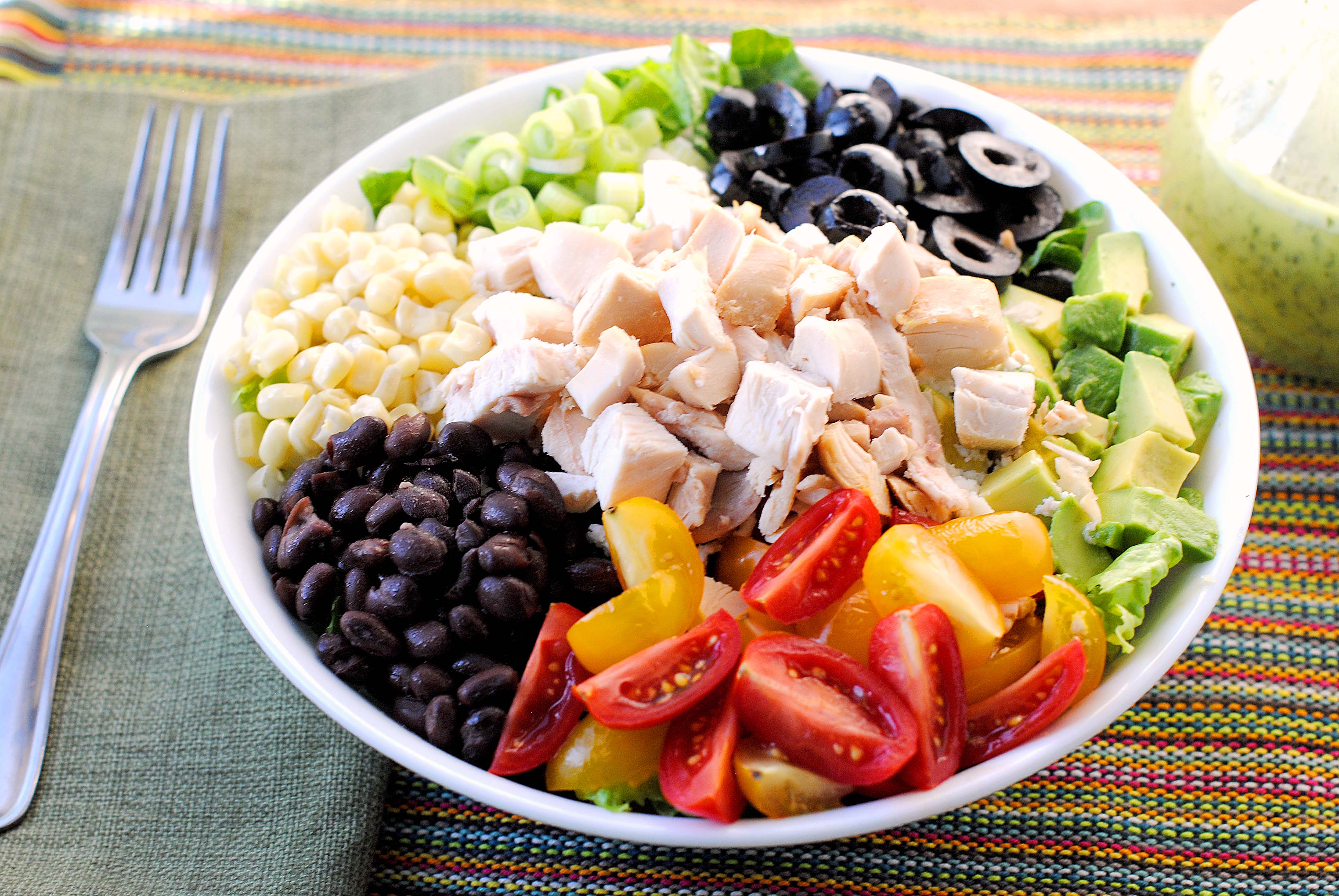 Southwestern Chicken Chopped Salad With Cilantro Lime Vinaigrette