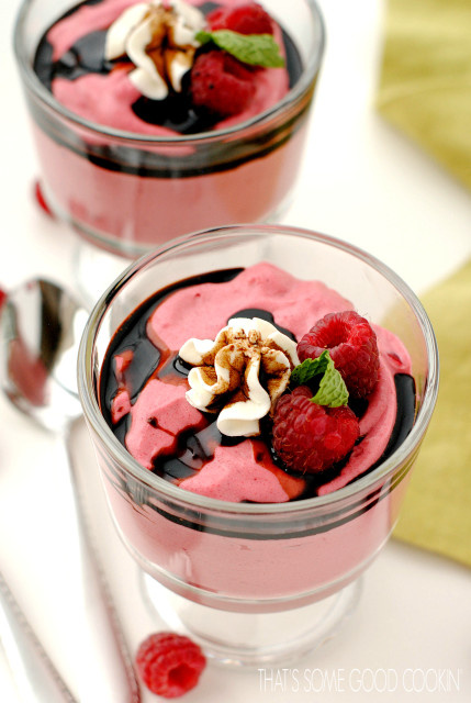 Raspberry Mousse with a Balsamic Reduction