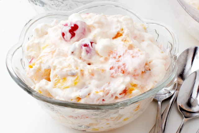 Ambrosia - Its name means food of the Gods. This is one of those recipes that has been around for generations. , toasted pecans and maraschino cherries are combined with whipped cream.