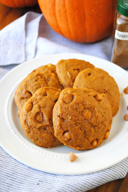 Soft Pumpkin Cookies with Butterscotch Chips. 