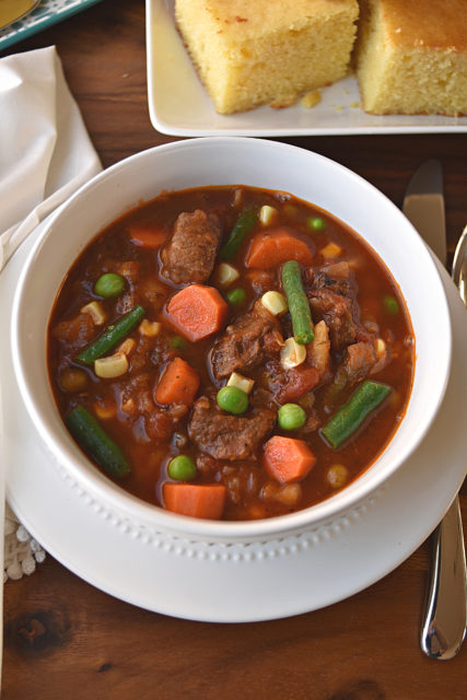 Loaded Vegetable Beef Soup. Loaded with vegetables, loaded with flavor, and loaded with nutrition, this Loaded Vegetable Soup is the perfect soup for you and your family.